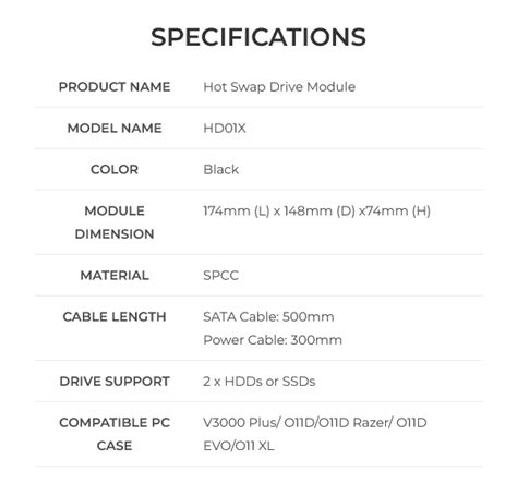 Lian Li HD X Hot Swap Drive Module For V PLUS O D EVO O D Black HD X Mwave