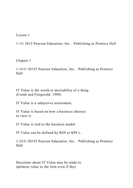 Lesson 11 1© 2015 Pearson Education Inc Publishing As Docx