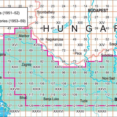 Index map of the Yugoslavian 1:50 000 scale map sheets. (Based on a... | Download Scientific Diagram