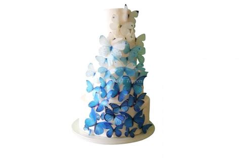 Wedding Cake Topper Winter Wedding Edible Butterflies 40 Ombre Blue Cake Decorations