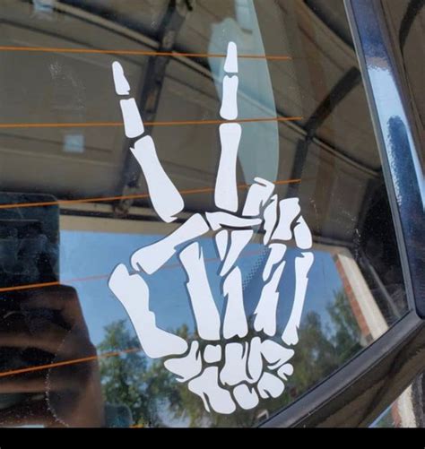 Skeleton Peace Sign Vinyl Decal Peace Sign Sticker Peace Sign Decal