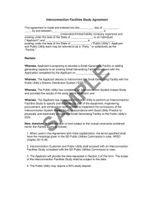 Fillable Online Interconnection Facilities Study Agreement Fax Email