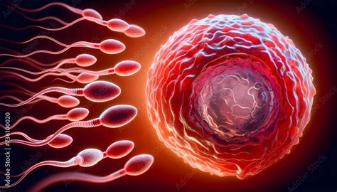 Fertilization Of Human Egg Cell By Sperms Sperms And Egg Human