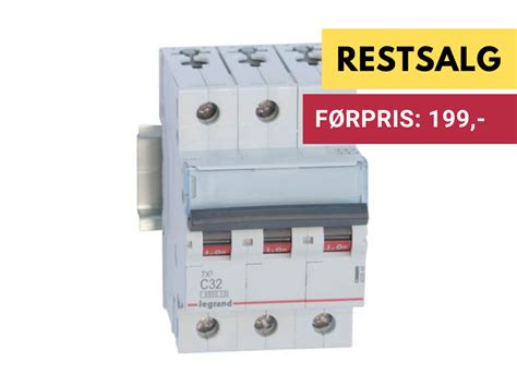 Legrand automatsikring TX3 C32A 3P 3M 6/6kA