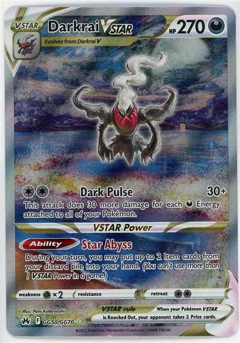 Darkrai Vstar Pokemon Crown Zenith Galarian Gallery Ultra Rare GG50