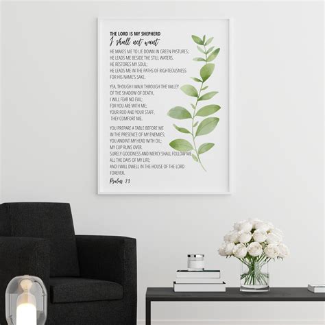 Psalm 23 Bible Verse Printable Wall Art The Lord Is My Shepherd