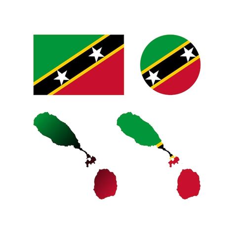 Premium Vector Saint Kitts And Nevis National Map And Flag Vectors Set