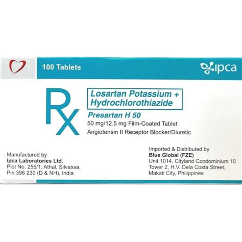 PRESARTAN H 50 Losartan Potassium Hydrochlorothiazide 50mg 12 5mg