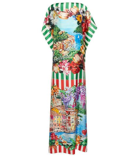 Dolce Gabbana Portofino Printed Silk Twill Kaftan Dolce Gabbana