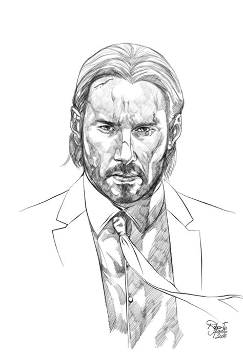 John Wick Drawing Pencil Sketch Colorful Realistic Art Images