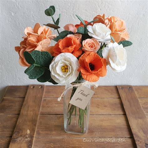 Paper Flowers Set Orange Flowers Bouquet Vintage Orange - Etsy