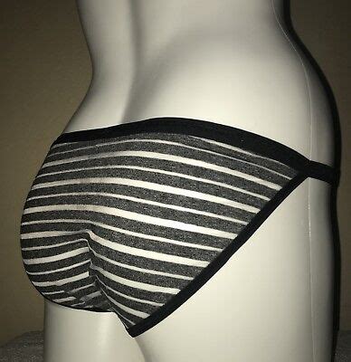 Victorias Secret Striped String Bikini Panty NEW Xsmall BXN Black Grey