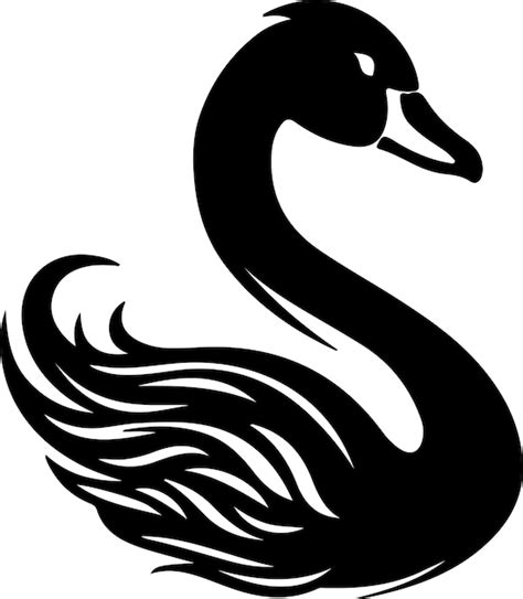 Cisne Negro Silueta Negra Con Fondo Transparente Vector Premium