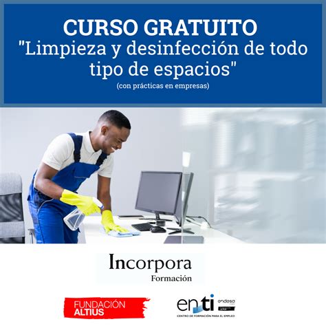 Curso de técnicas de limpieza y desinfección Formación Incorpora