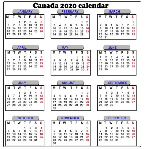 Free 2020 Canada Calendar Make A Calendar Calendar Layout Holiday