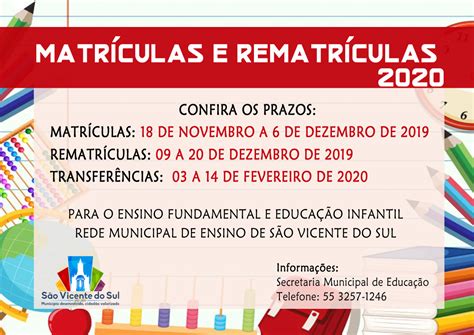 MatrÍculas E RematrÍculas Da Rede Municipal De Ensino Para O Ano De