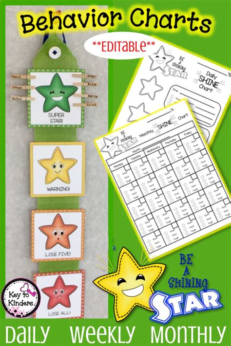 Shining Star Behavior Charts Calendars And Rewards Editable