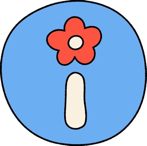 A Blue Circle With A Red Flower In The Center And A White Line Across