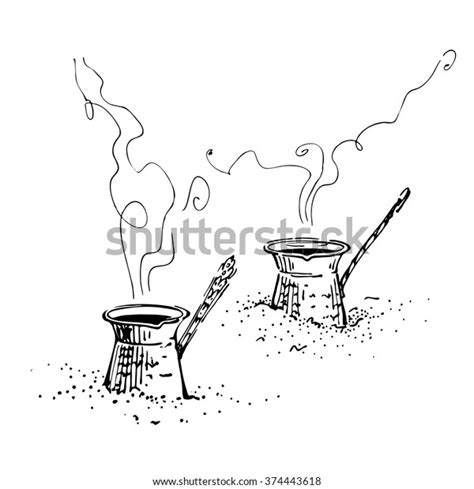 Pots Coffee On Sand Stock Vector Royalty Free Shutterstock