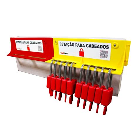 Estação Modular para 10 Cadeados de Bloqueio LoTo Tagout