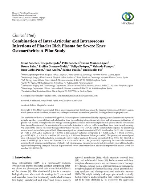 Pdf Combination Of Intra Articular And Intraosseous Injections Of