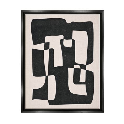 Stupell Industries Bold Blocked Abstract Layered Shapes Graphic Art Jet Black Floating Framed