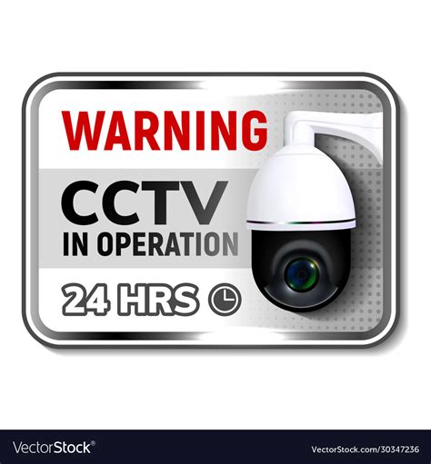 Cctv in operation warning nameplate poster Vector Image