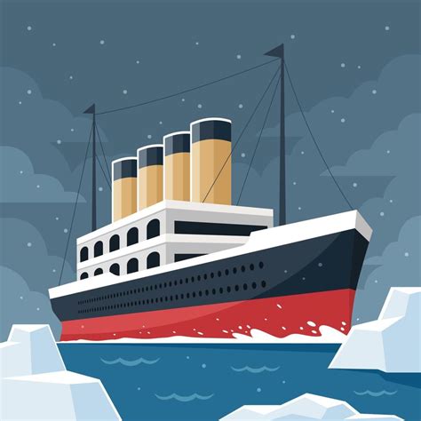 Titanic Ship in the middle of Iceberg Ocean 23149912 Vector Art at Vecteezy