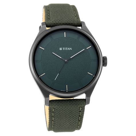 Buy Online Titan Workwear Green Dial Analog Leather Strap Watch For Men