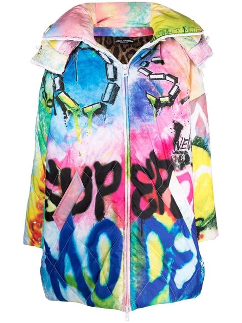 Buy Dolce And Gabbana Graffiti Print Oversized Coat White At 40 Off