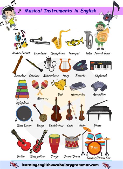 Musical Instruments Vocabulary with Pictures