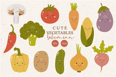 Kawaii Vegetables Clipart By Designecshop Thehungryjpeg