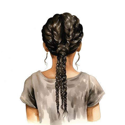 Premium Photo There Is A Drawing Of A Woman With A Braid In Her Hair