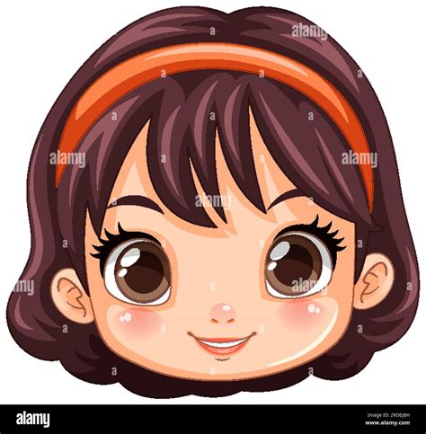 Cute Girl Face In Cartoon Style Illustration Stock Vector Image And Art Alamy