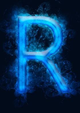 Blue Fire Letter R