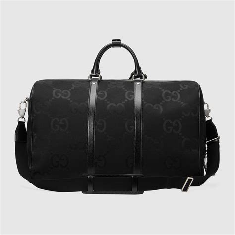 Bolsa De Viaje Grande Con Gg Jumbo En Lona Negra Gucci Gr