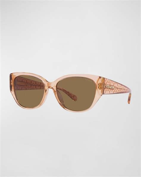 COACH Monogram Acetate Cat-eye Sunglasses in Brown | Lyst