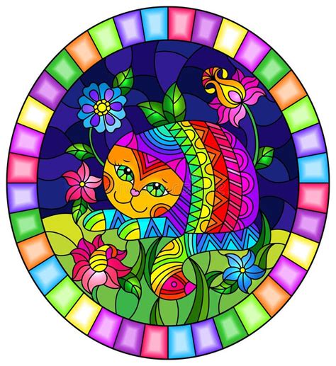 Stained Glass Pattern Cat Stock Illustrations 530 Stained Glass Pattern Cat Stock