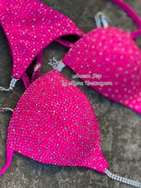 Neon Pink Competition Bikini Competition Set Figure Bikini Etsy Uk