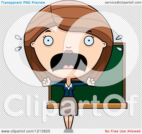 Cartoon Of A Scared Female Teacher Screaming Royalty Free Vector