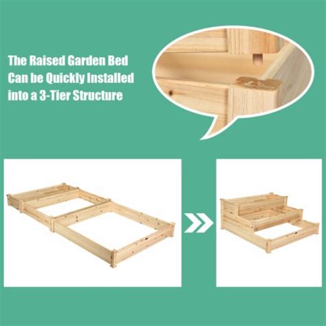 Costway 3 Tier Wooden Raised Garden Bed Planter Kit Outdoor Grow Flower