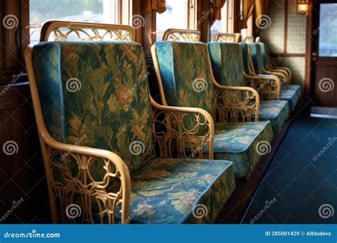 Close-up of Vintage Train Seats with Intricate Upholstery Stock Image ...