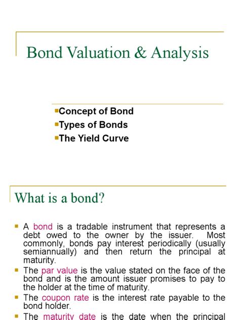 bond valuation analysis concept  bond types  bonds  yield