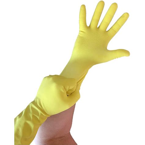 Multi Purpose Latex Gloves Size Medium Yellow Disposable Household