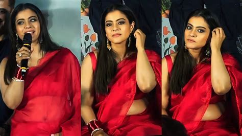 Kajol Devgan Hot Transparent Red Saree Edit Mix Kajol Hot At Function