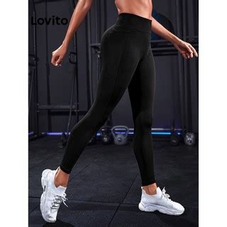 Lovito Leggings Esportivas Femininas De Cintura M Dia Para Levantamento