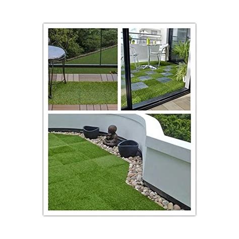 Sumc Artificial Grass Tiles Fake Grass Lawn Interlocking Flooring And