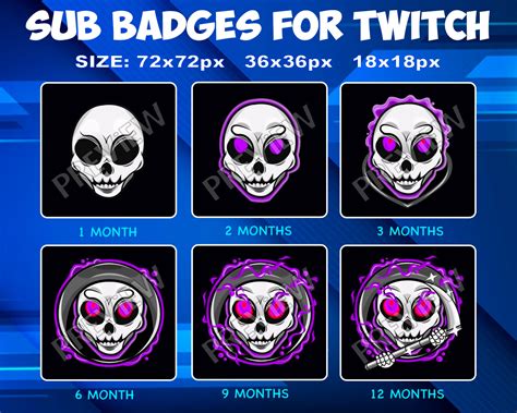 Skulls Sub Bit Badges For Twitch Loyalty Badges Pack For Etsy