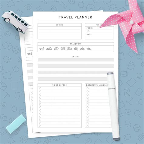 Travel Itinerary Template Printable Pdf