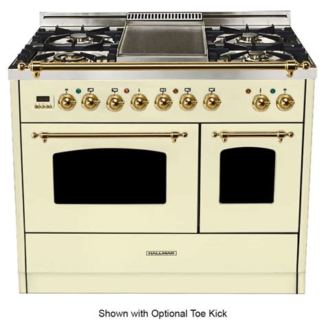 40 in. Double Oven Dual Fuel Italian Range, LP Gas, Brass Trim